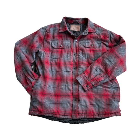 Rugged Elements Other - Rugged Elements Men's Red & Grey Plaid Front Snap Shacket with Lining Size: XL‎